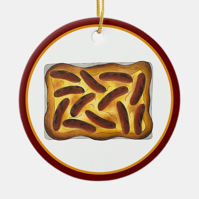 British English Food Toad i Hål Sausages Julgransprydnad Keramik (Framsidan)