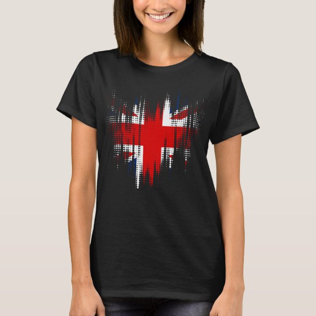 British Flag Grunge Design Dam Svart T Shirt (Framsida)