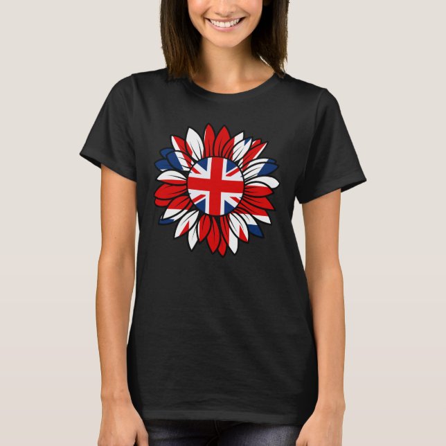British Flag Sunflower Design Women's T Shirt (Framsida)