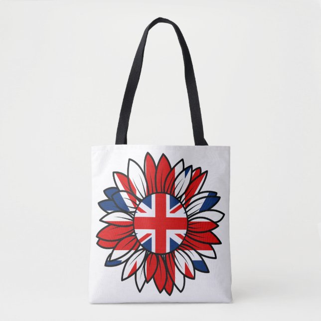 British Flag Sunflower Design Women's Tygkasse (Framsida)