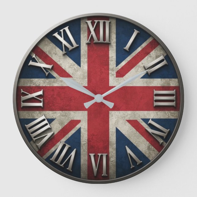 British Flag Union Jack Vintage  Stor Klocka (Framsida)
