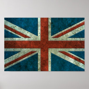 British Flagga Åldras Steel Effect Poster