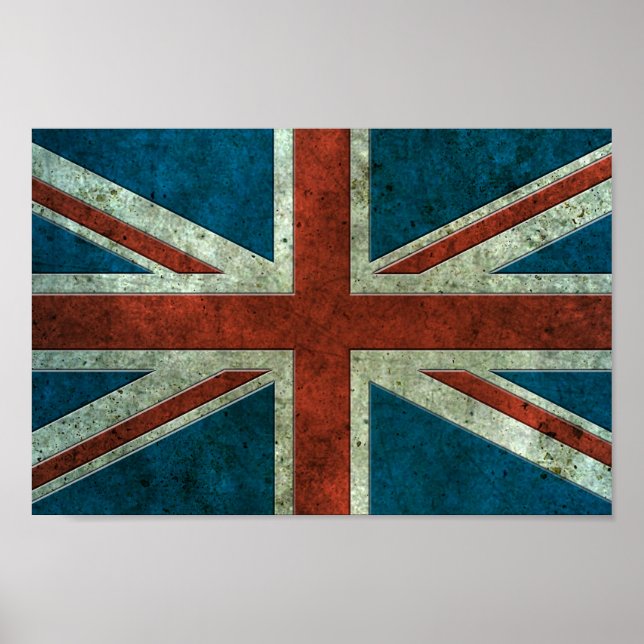 British Flagga Åldras Steel Effect Poster (Framsidan)
