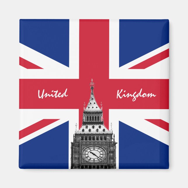 British Flagga & Big Ben - London, England, resa F Magnet (Framsidan)