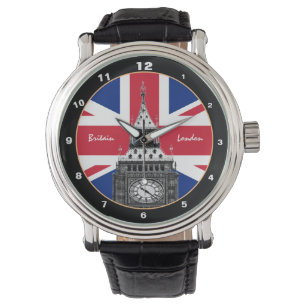 British Flagga & Big Ben - London, Storbritannien/ Armbandsur