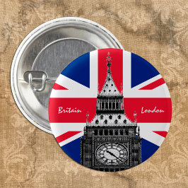 British Flagga & Big Ben - London, Storbritannien/ Knapp
