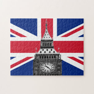 British Flagga & Big Ben - London, Storbritannien/ Pussel