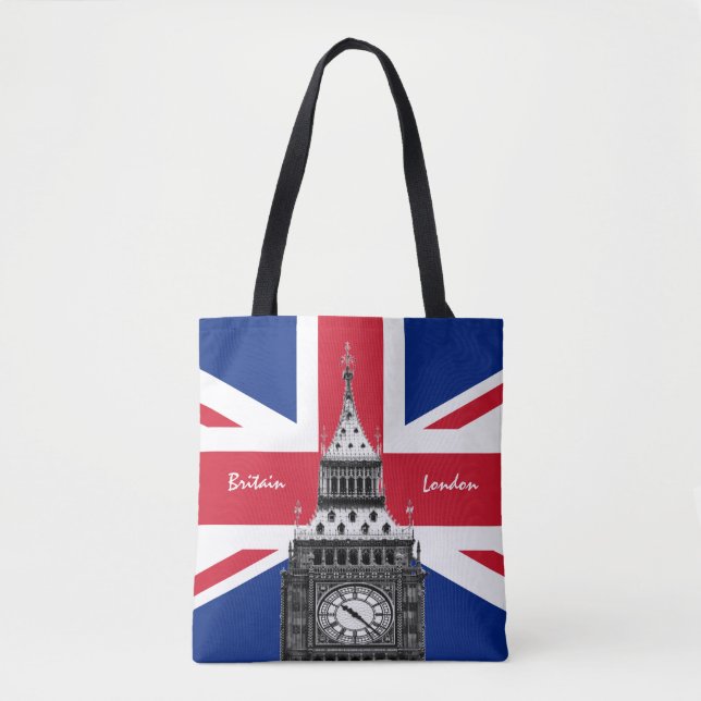 British Flagga & Big Ben - London, Storbritannien/ Tygkasse (Framsida)