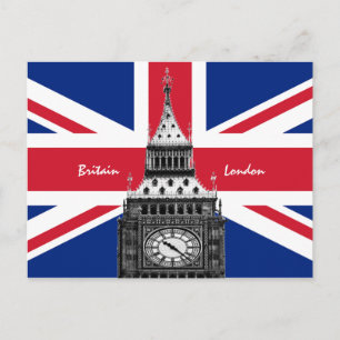 British Flagga & Big Ben - London, Storbritannien/ Vykort