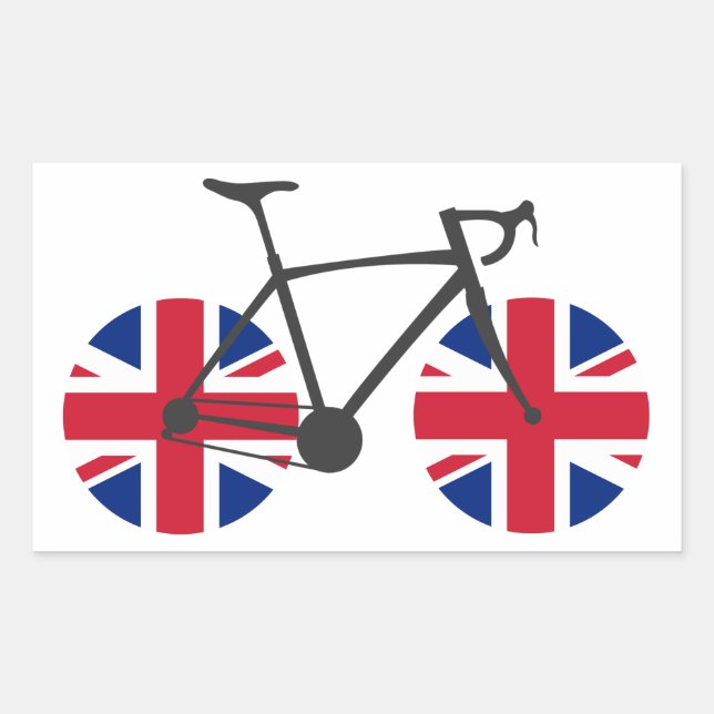 British Flagga Cycling Rektangulärt Klistermärke (Framsida)