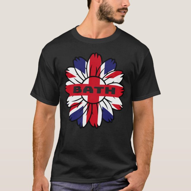 British Flagga England UK British SunblommBath Uni T Shirt (Framsida)