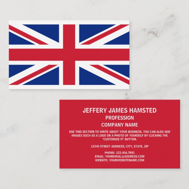 British Flagga, Flagga of United Kingdom Visitkort (Fram/baksida)