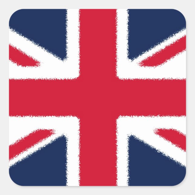 British Flagga Fyrkantigt Klistermärke (Framsida)