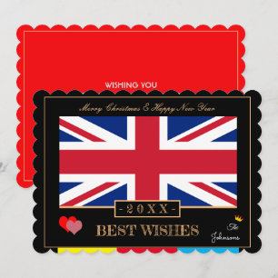 British Flagga & Gott nytt år/Best Önskemål Card U Julkort