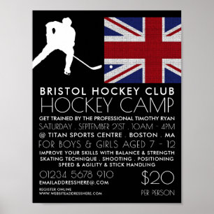 British Flagga, Hockey Player, Camp Advertising Poster
