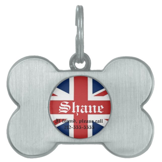 British Flagga Hund Märkre Namnbricka Husdjur (Framsidan)
