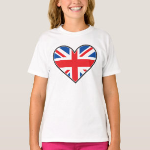 British Flagga in a Heart Tee Shirt