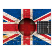 British Flagga on Old Acoustic Guitar