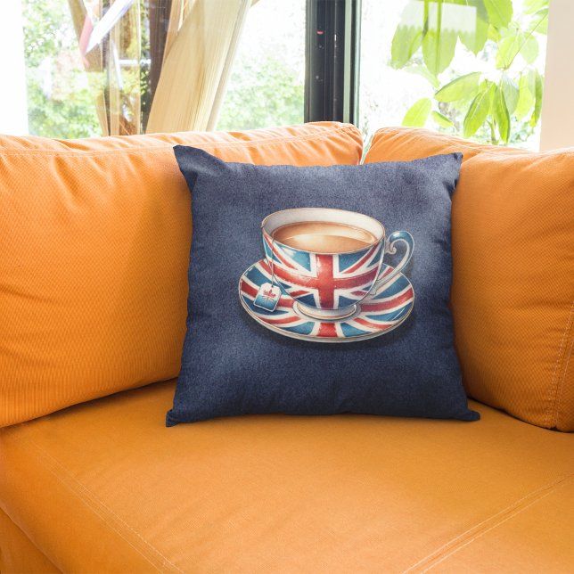 British Flagga på engelska Tekopp Kudde (Skapare uppladdad)