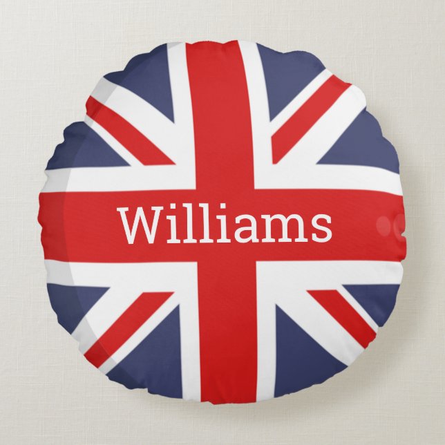 BRITISH Flagga Personlig Rund Kudde (Framsidan)