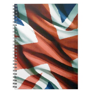 British Flagga Pop Art Anteckningsbok Med Spiral