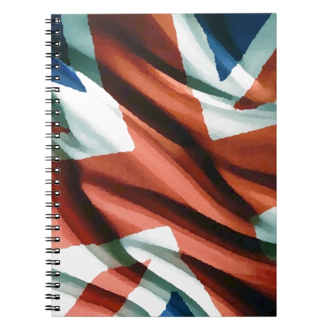 British Flagga Pop Art Anteckningsbok Med Spiral (Framsidan)