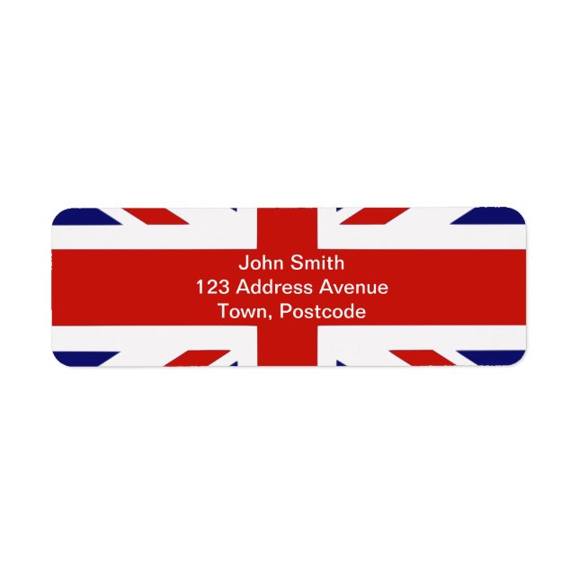 British flagga returadress etikett (Framsidan)