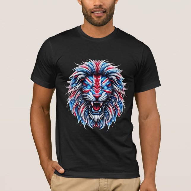 British Flagga Roaring Lejon United Kingdom Patrio T Shirt (Framsida)