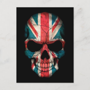British Flagga Skull på Black Vykort
