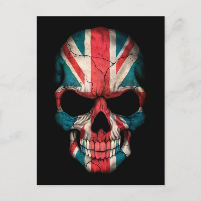 British Flagga Skull på Black Vykort (Framsida)