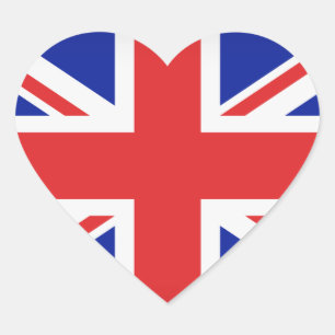 British Flagga Stickers Hjärtformat Klistermärke
