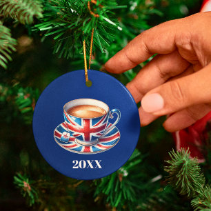 British Flagga Tekopp Julgran Julgransprydnad Keramik