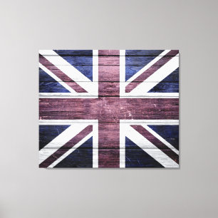 British Flagga Vintage Wood Canvastryck
