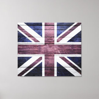 British Flagga Vintage Wood Canvastryck