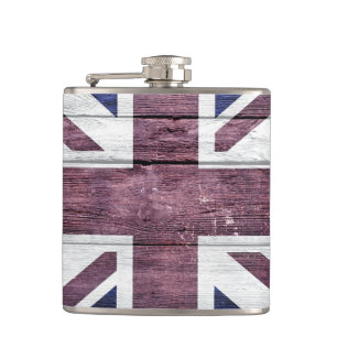 British Flagga Vintage Wood Fickplunta