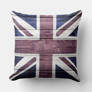British Flagga Vintage Wood Kudde