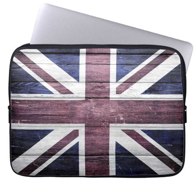 British Flagga Vintage Wood Laptop Sleeve (Framsidan)