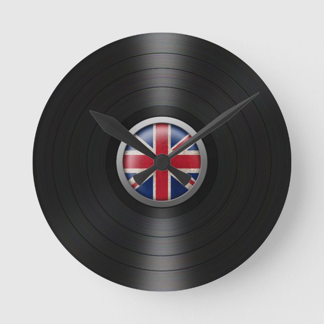 British Flagga Vinyl Record Album Graphic Rund Klocka (Framsida)