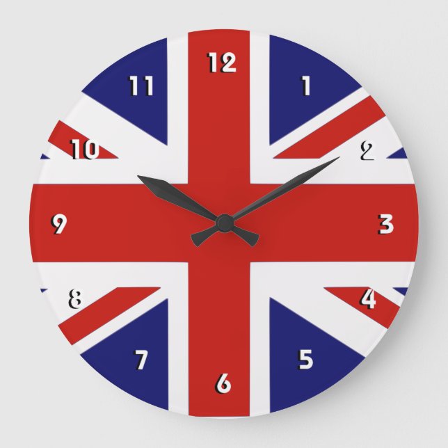 British flagga wall klocka med nummer (Framsida)