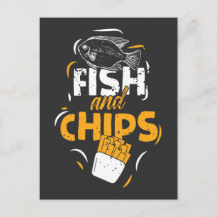 British Food Fish Chip Funny Streetfood Vykort