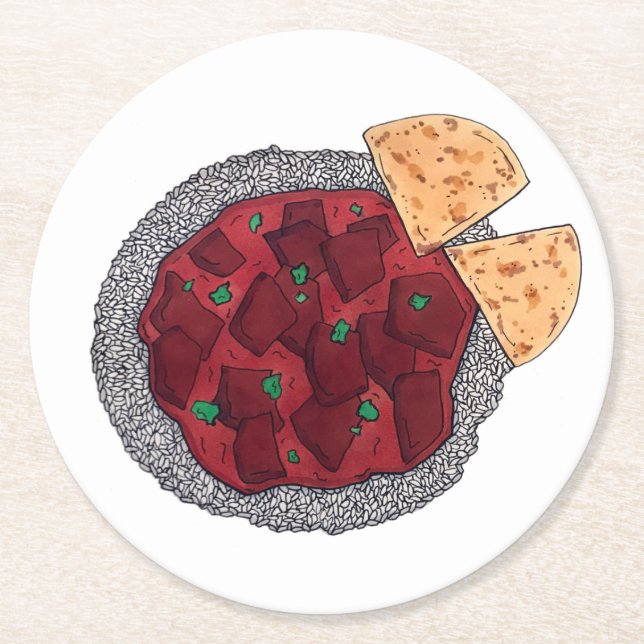 British Food Indian Takeaway Chicken Tikka Masala Underlägg Papper Rund (Framsidan)