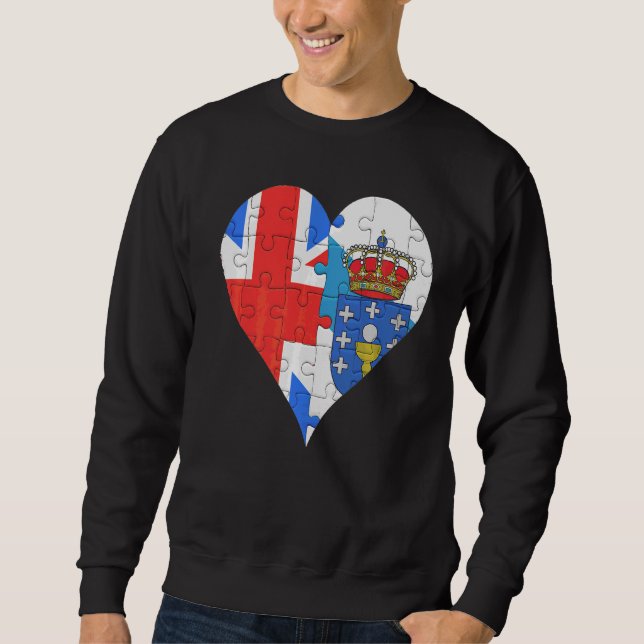 British Galician Flagga Heart Lång Ärmad Tröja (Framsida)