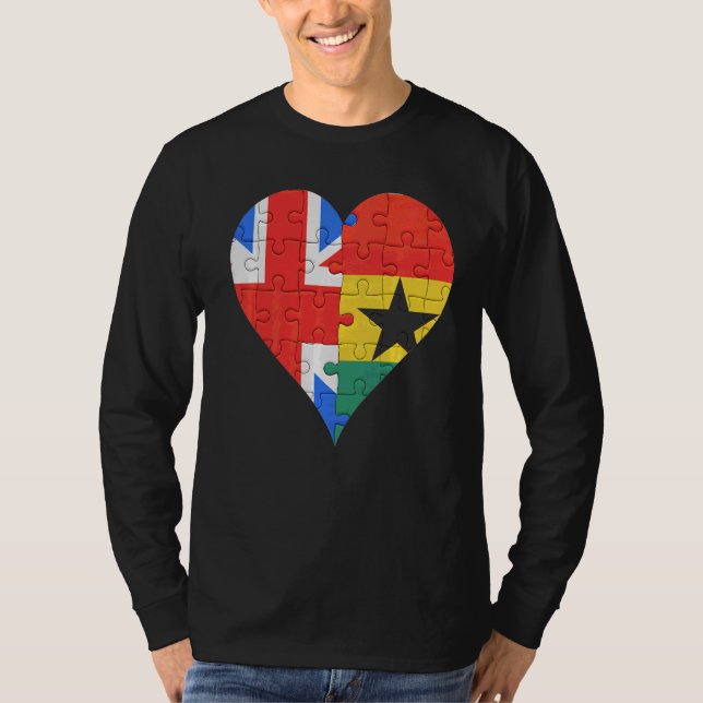 British Ghanaian Flagga Heart T Shirt (Framsida)