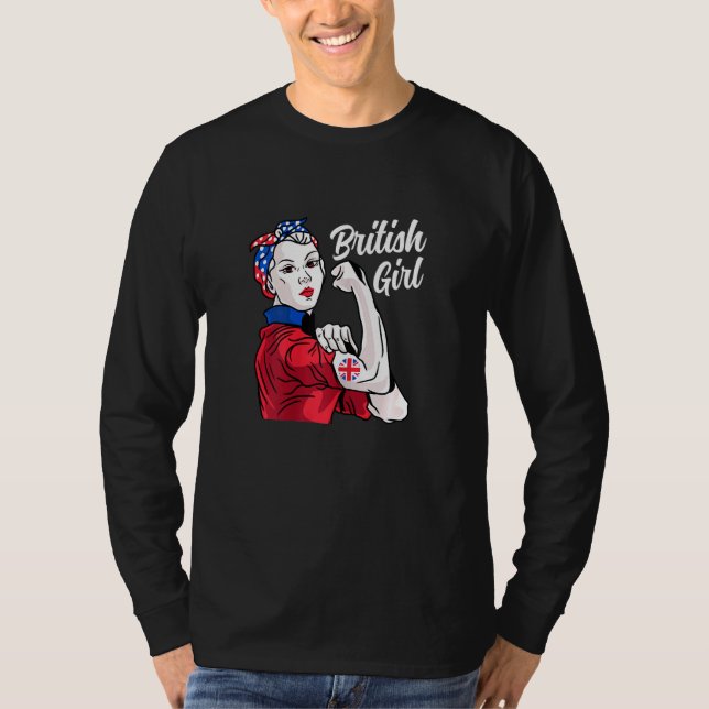 British Girl Underbar Britain Flagga Culture Herit T Shirt (Framsida)