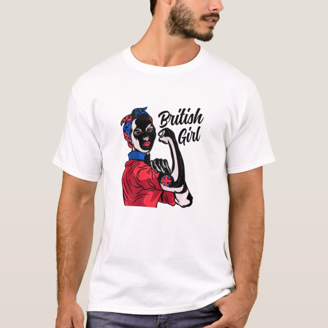 British Girl Underbar Britain Flagga Culture Herit T Shirt (Framsida)