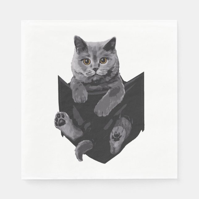 British Grått Cat in Pocket S Cats Pappersservett (Framsidan)