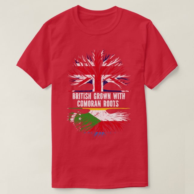 British Grown with Comoran Roots UK Flagga England T Shirt (Design framsida)