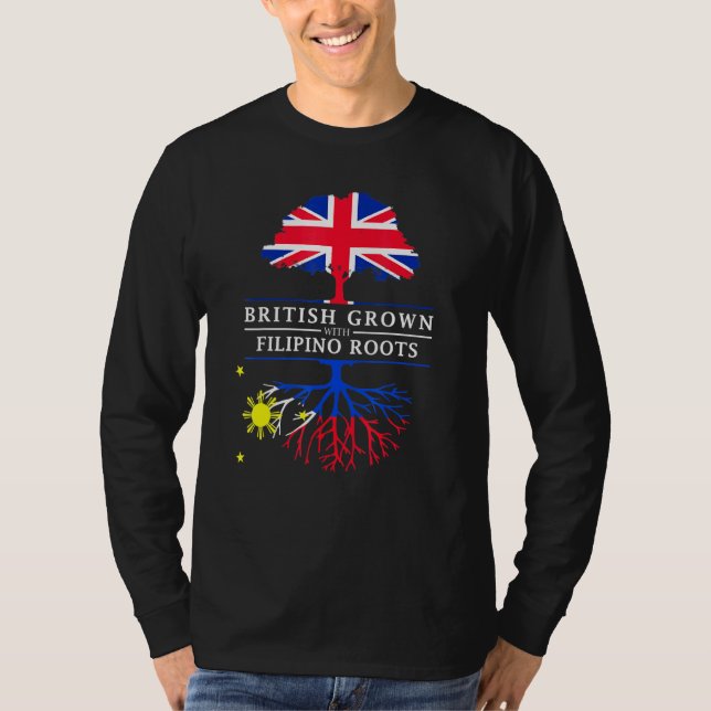 British Grown with Filipino Roots Filippinerna T Shirt (Framsida)