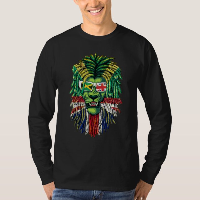 British Grown With Jamaican Roots Idea With Lion D T Shirt (Framsida)