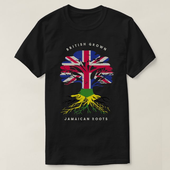 British Grown with Jamaican Roots Jamaica Pride T Shirt (Design framsida)